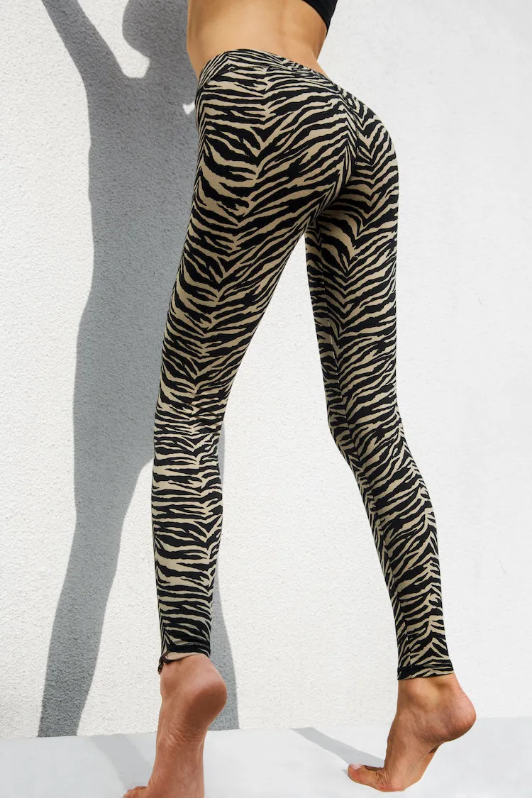 Zebra Leggings - Cream Black