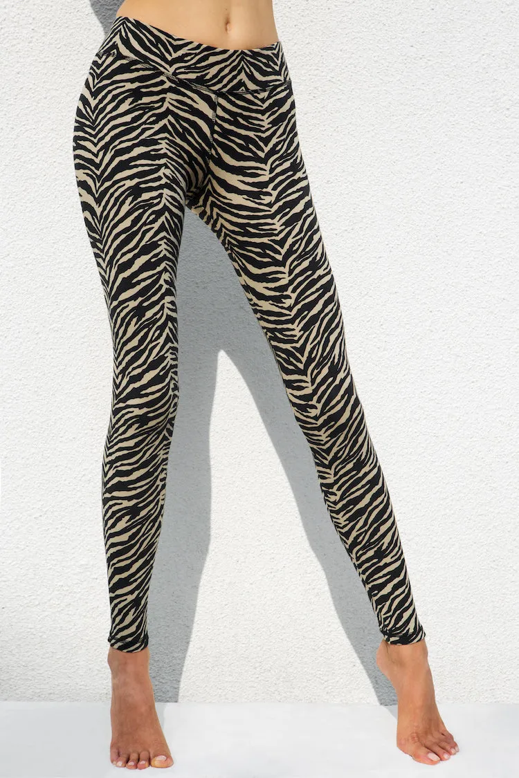 Zebra Leggings - Cream Black